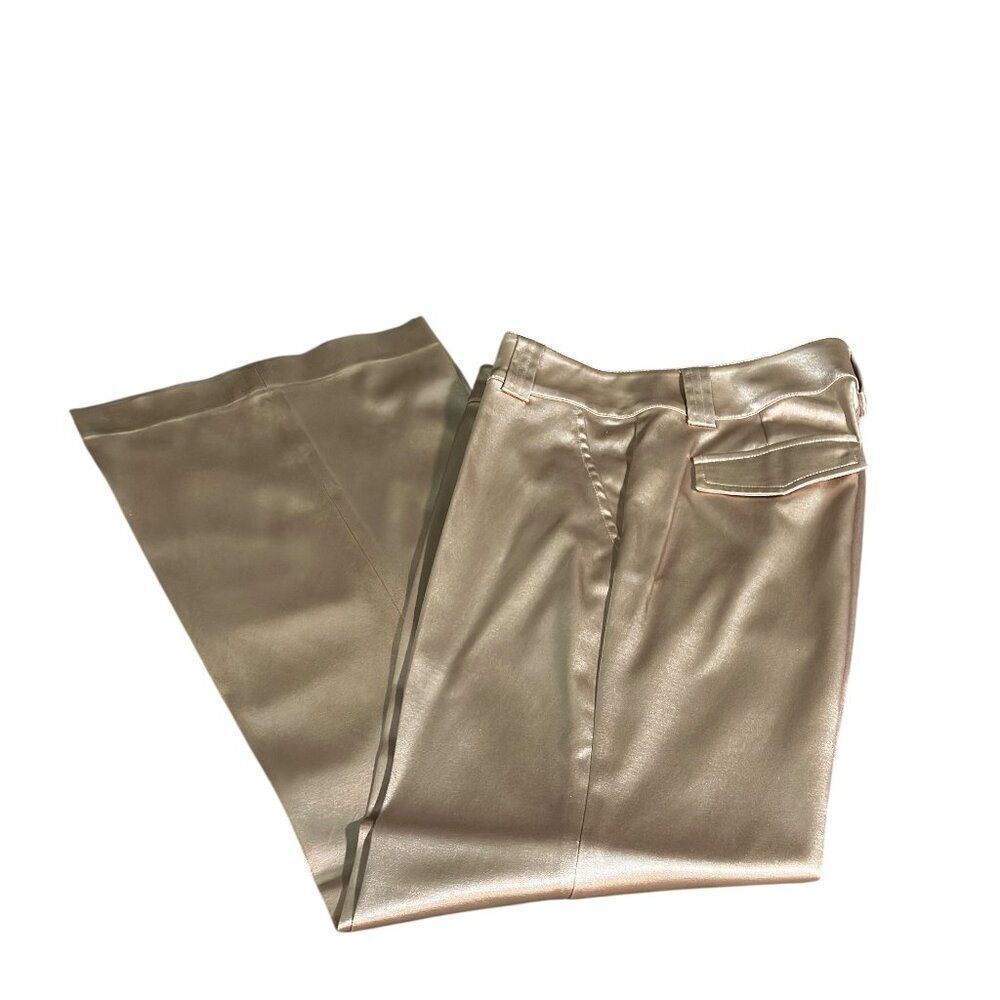 Cache Luxe  Money Rich Elegant Champagne Shimmer Bootcut Pants Sz 2